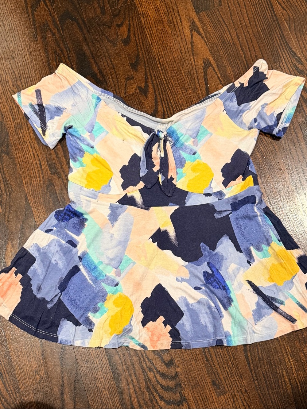 Torrid 00 Abstract Floral Peplum Top - Multi-Color